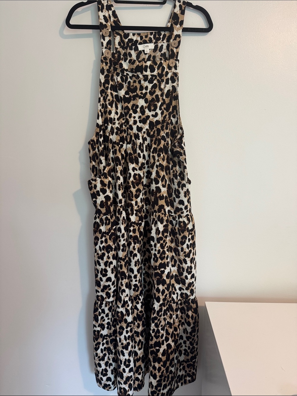 Oddi Leopard Print Pinafore Dress with Pockets